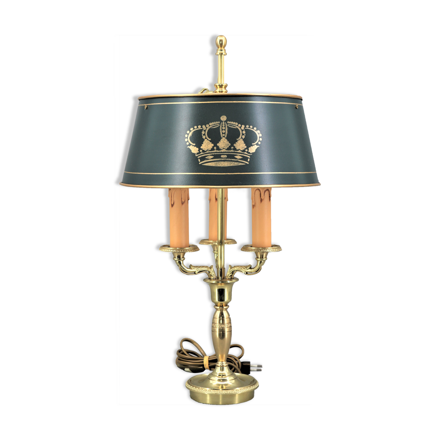 Empire style hot water bottle lamp in solid bronze three lights Lucien Gau