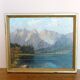Oil on panel painting, signed K. Vukovic mountain and lake landscape