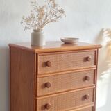 Vintage wicker chest of drawers.