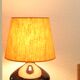 Ceramic lamp, yellow lampshade, 70s