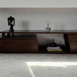 Extendable TV cabinet with walnut finish