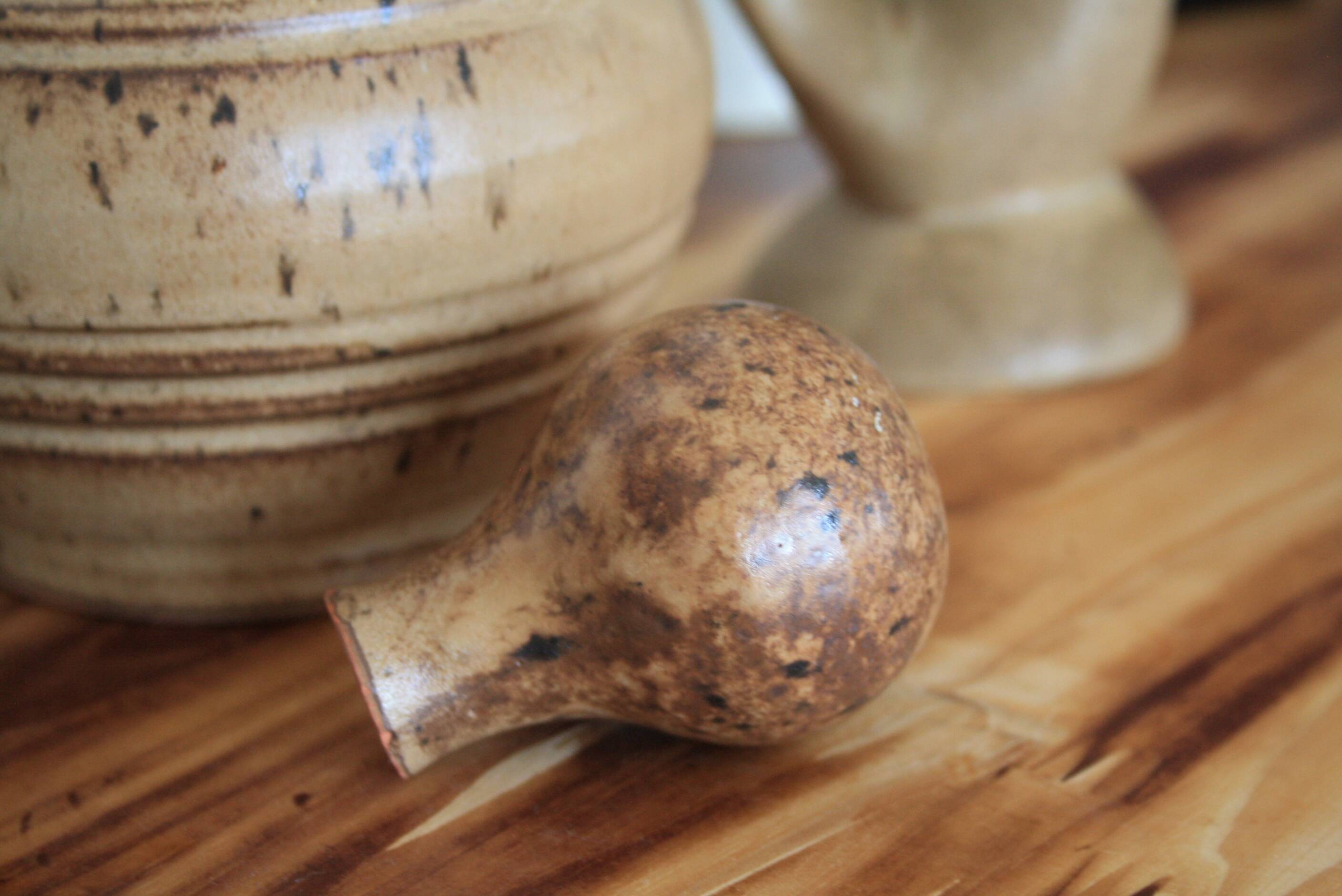 Set of 2 antique stoneware carafes/pitchers