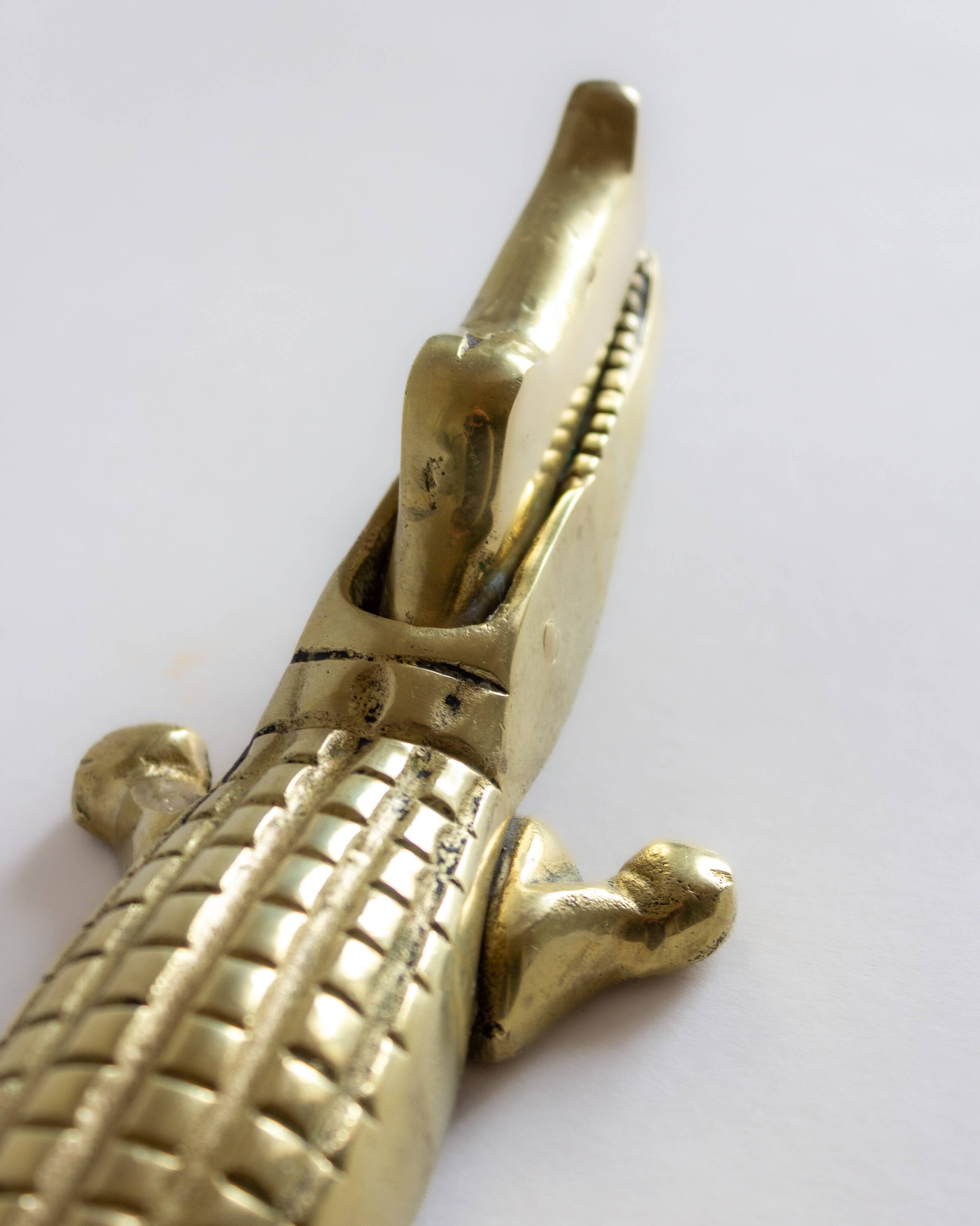 XL crocodile-shaped nutcracker, brass, 60s/70s