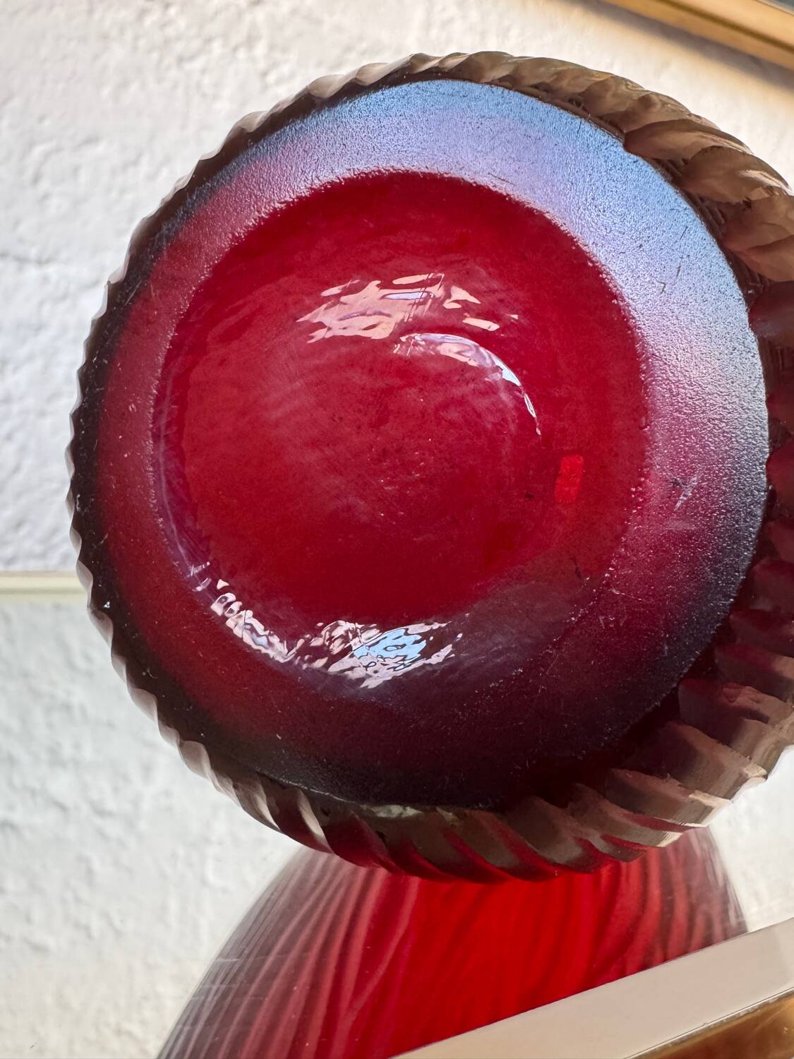 Art Deco style red glass vase