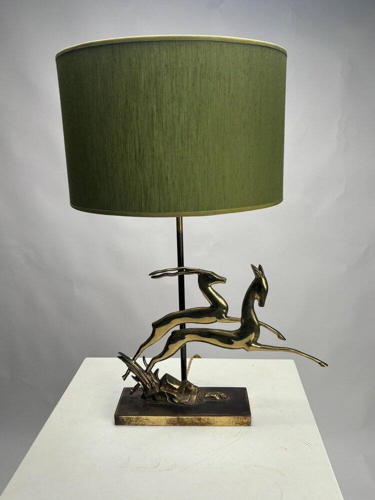 Art Deco Metal Table Lamp, France, 1940s