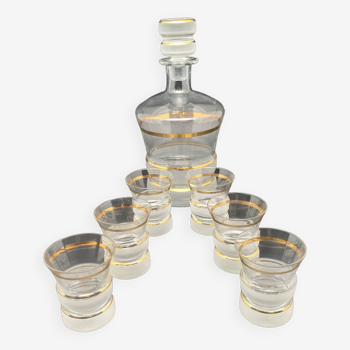 Art Deco strong alcohol service in opaque glass and gilding