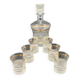 Art Deco strong alcohol service in opaque glass and gilding