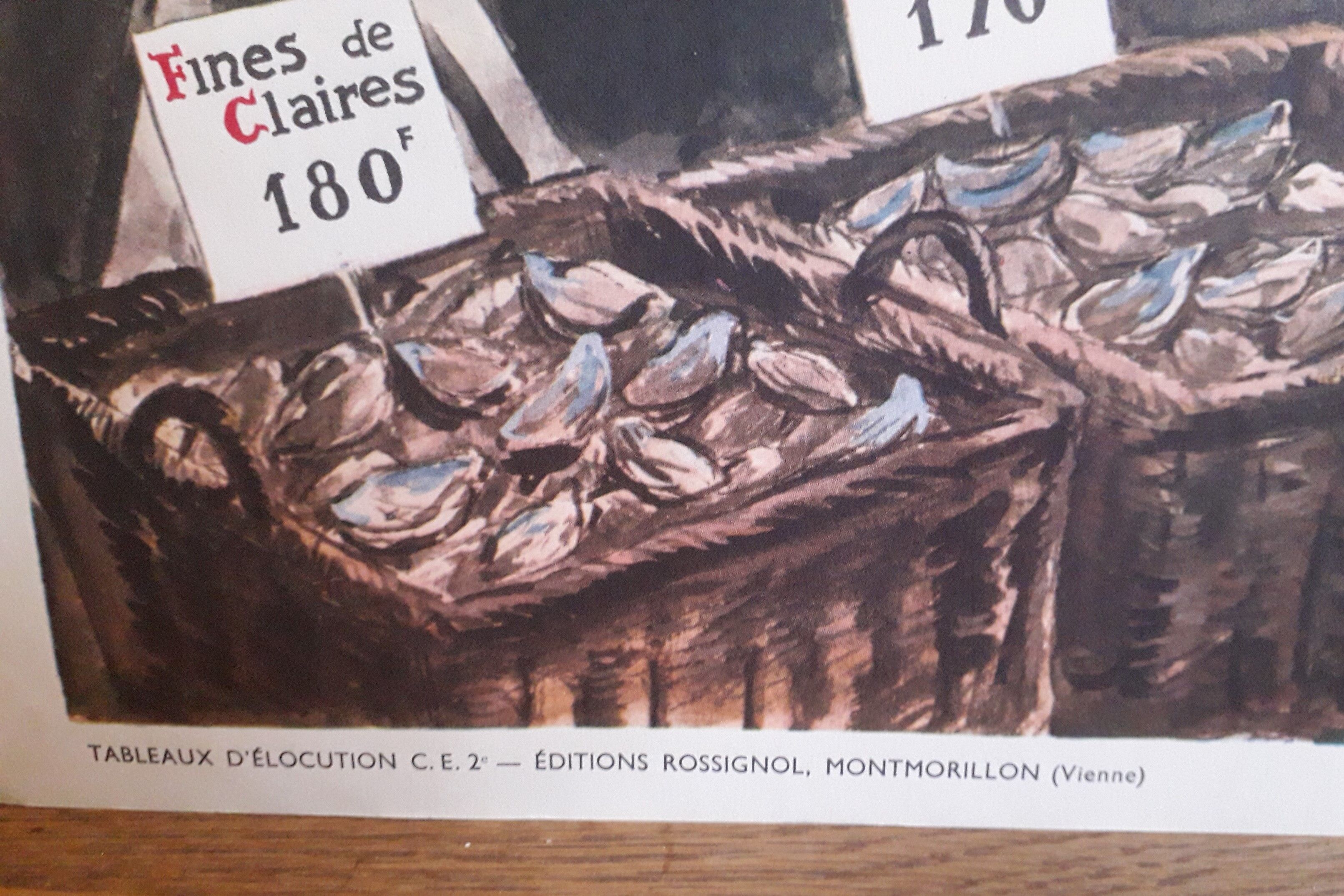 School poster "at the fish merchant" 50s