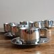 Set of 6 Casalinghi stainless steel cups and saucers, vintage Italian design