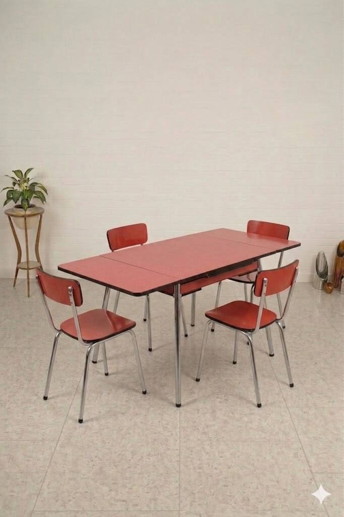 Mid-Century / Vintage Dining Room Set – Red Formica