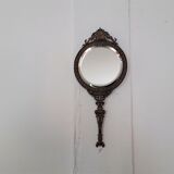 Old brass hand mirror - 25x12cm