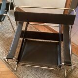 Pair of Wassily black leather armchairs