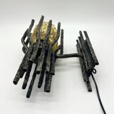 Pair of brutalist wall lights by Marcello Fantoni, 1960s