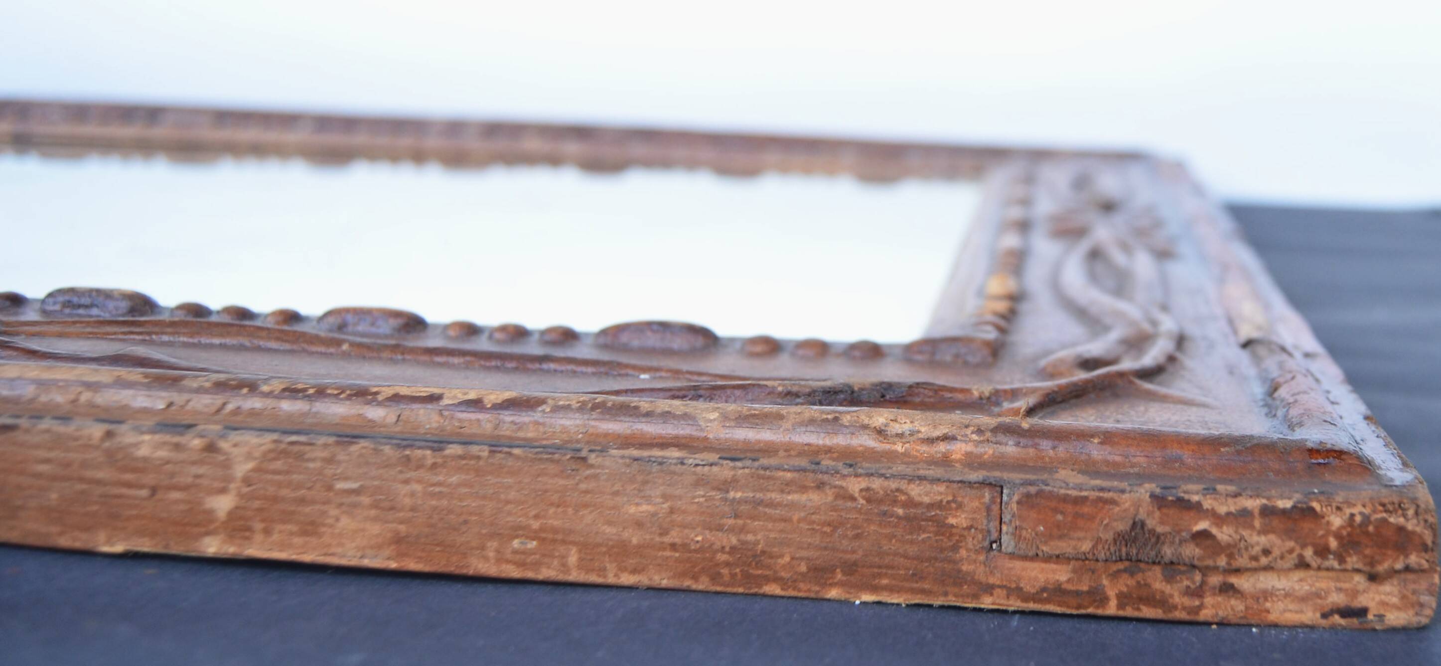 Papier Mache French Art Nouveau Framed Mirror circa 1900