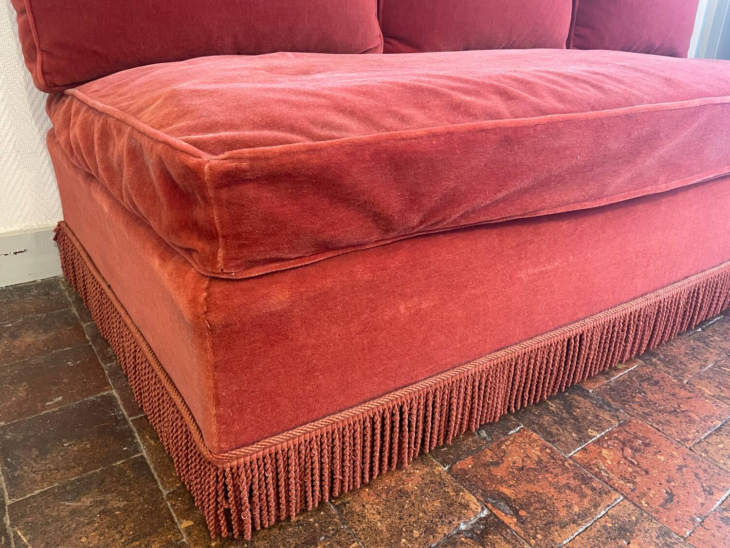 Vintage velvet daybed bench