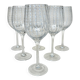 Set of six speckled white wine glasses