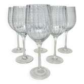 Set of six speckled white wine glasses