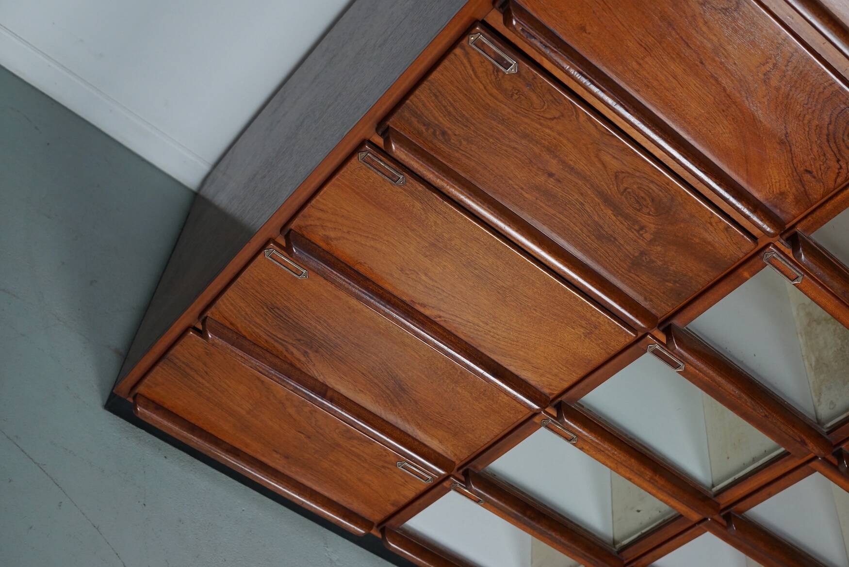 Vintage dutch hardwood haberdashery shop cabinet, 1930s
