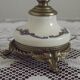 French Vintage Decorative Silver Metal and Porcelain Shaded Table Lamp
