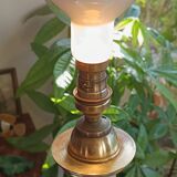 large Napoleon III bronze and onyx column lamp