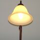 Vintage French Brown Metal Goose Neck Lamp With Textured Glass Shade