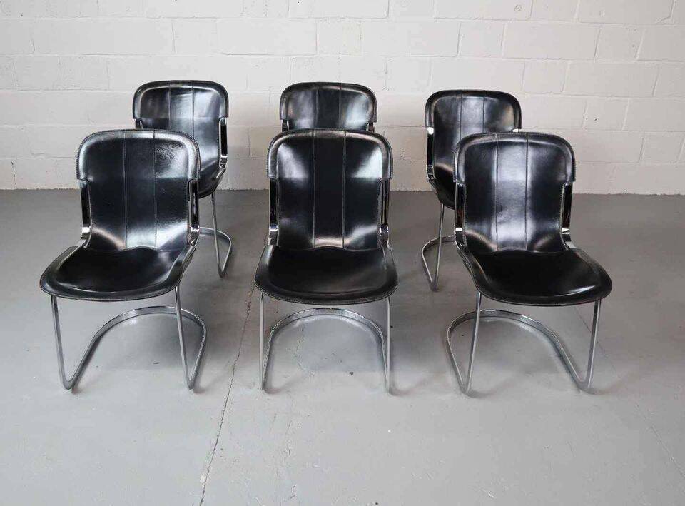 Ensemble de six chaises à repas de Willy Rizzo pour Cidue, Italie 1970