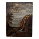 Antique painting of a waterfall landscape 20th century