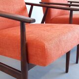1960 Henryk Lis mid century armchair in rusty orange