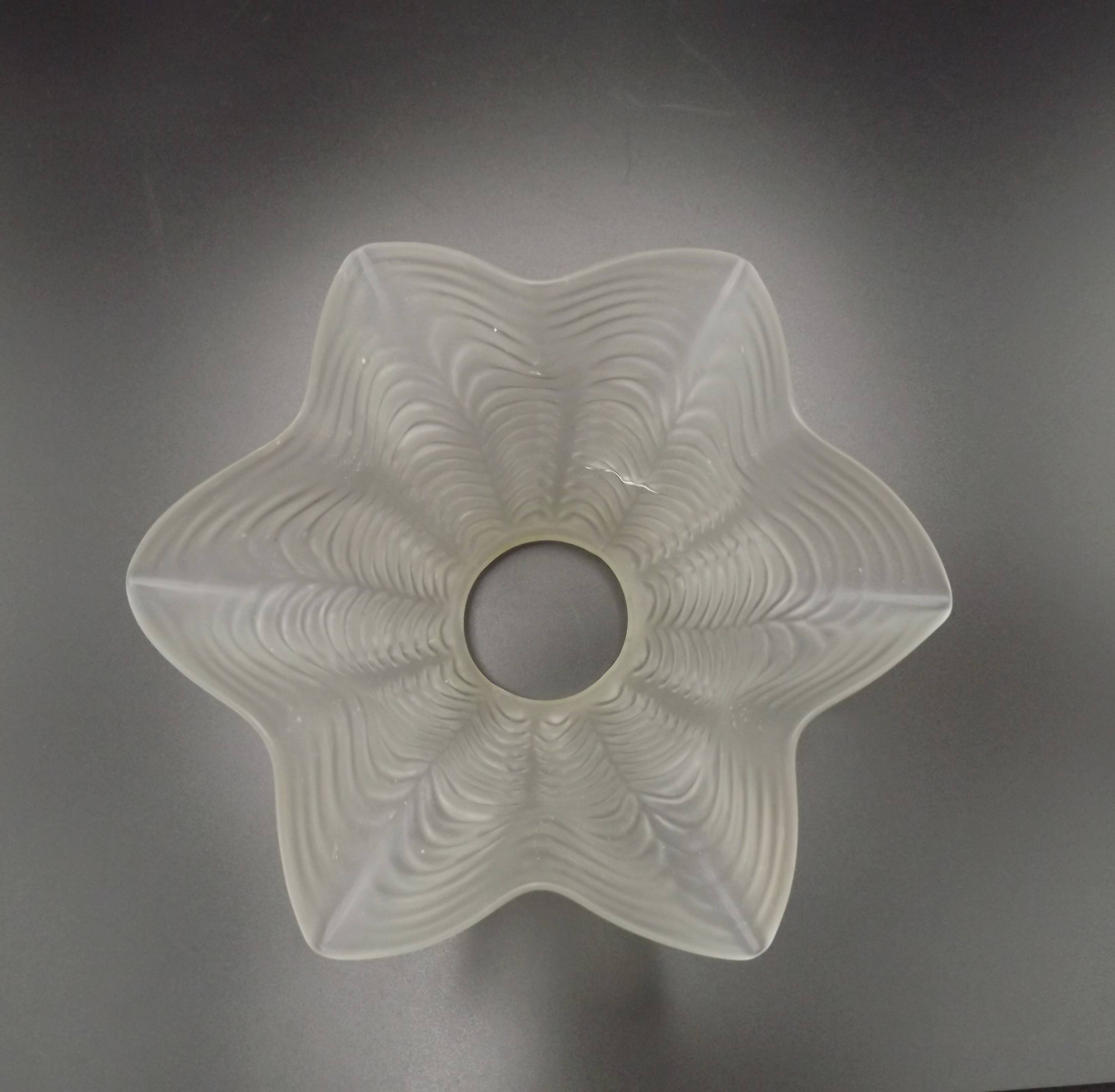 Replacement lampshade in vintage French opaque white glass with fluted edge 0183