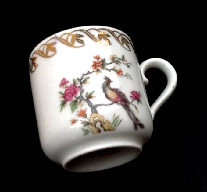 Two PL coffee cups (Limousine Porcelain) the crowned swallow