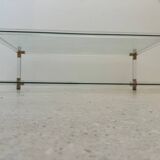 Table basse en plexiglas, laiton et verre, 1970