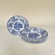 Set of five English deep plates, made of ironstone ceramic, romantic scene.