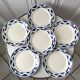 Set of 6 flat plates Badonviller model Courtilles royal blue art deco 30s
