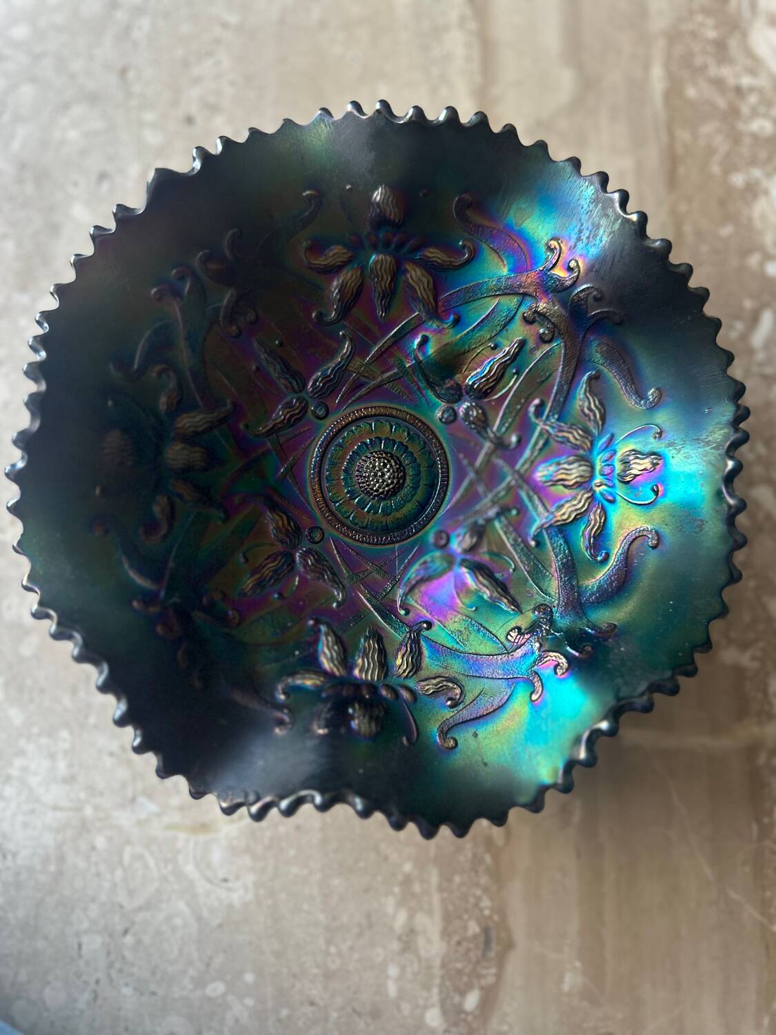 Glass Bowl or Pocket Filler Carnival by Northwood Period 20th century