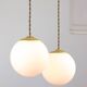 Mid-Century Italian Brass & Opaline Cluster of Lamps