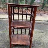 Vintage rattan and bamboo shelf with 3 levels