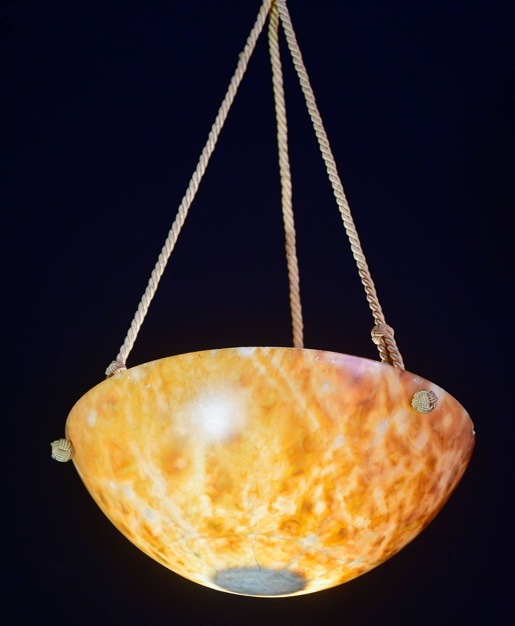 Art Deco great design brown alabaster chandelier, 1940s