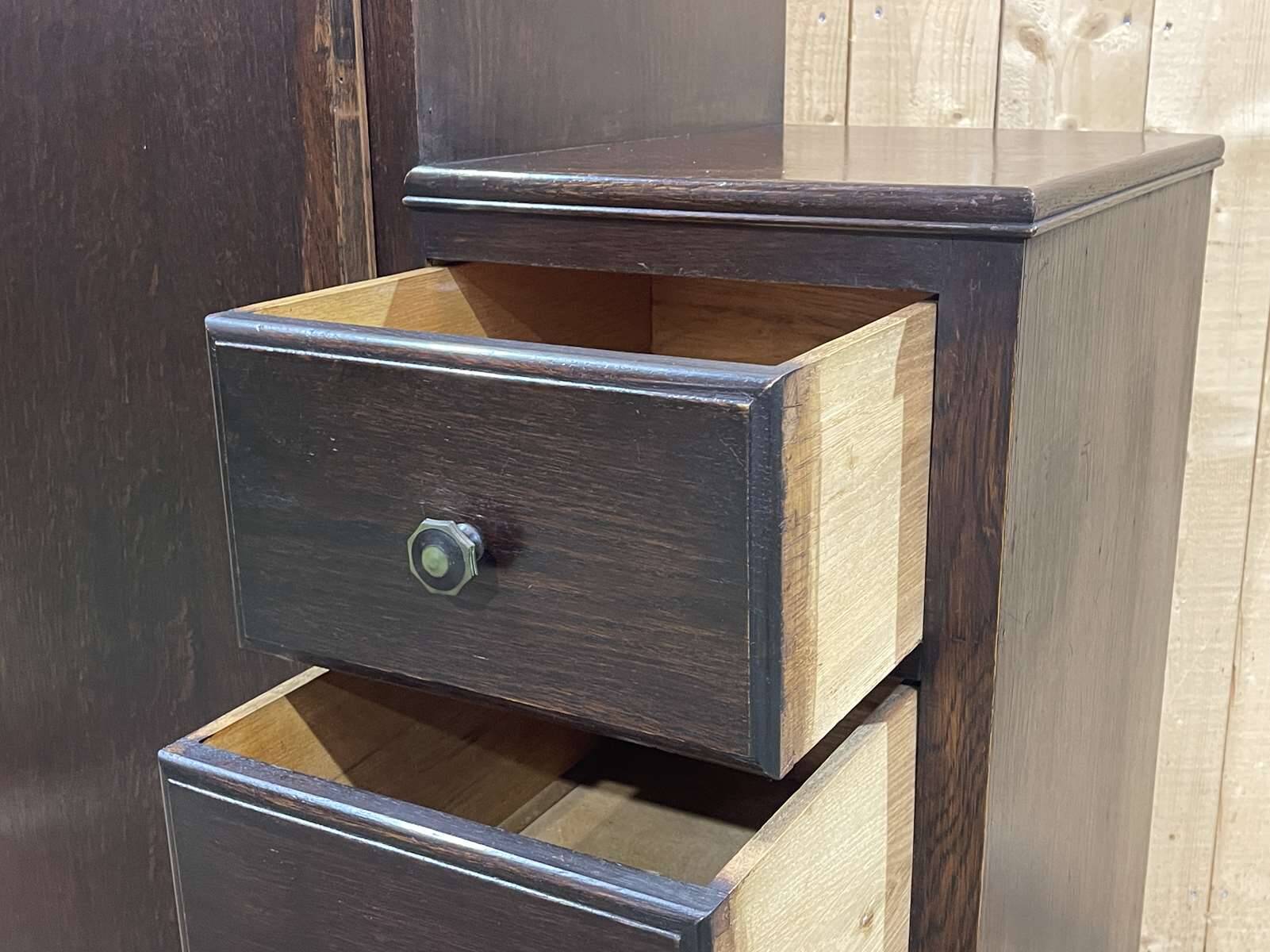 English oak wardrobe with drawers from the 1950s