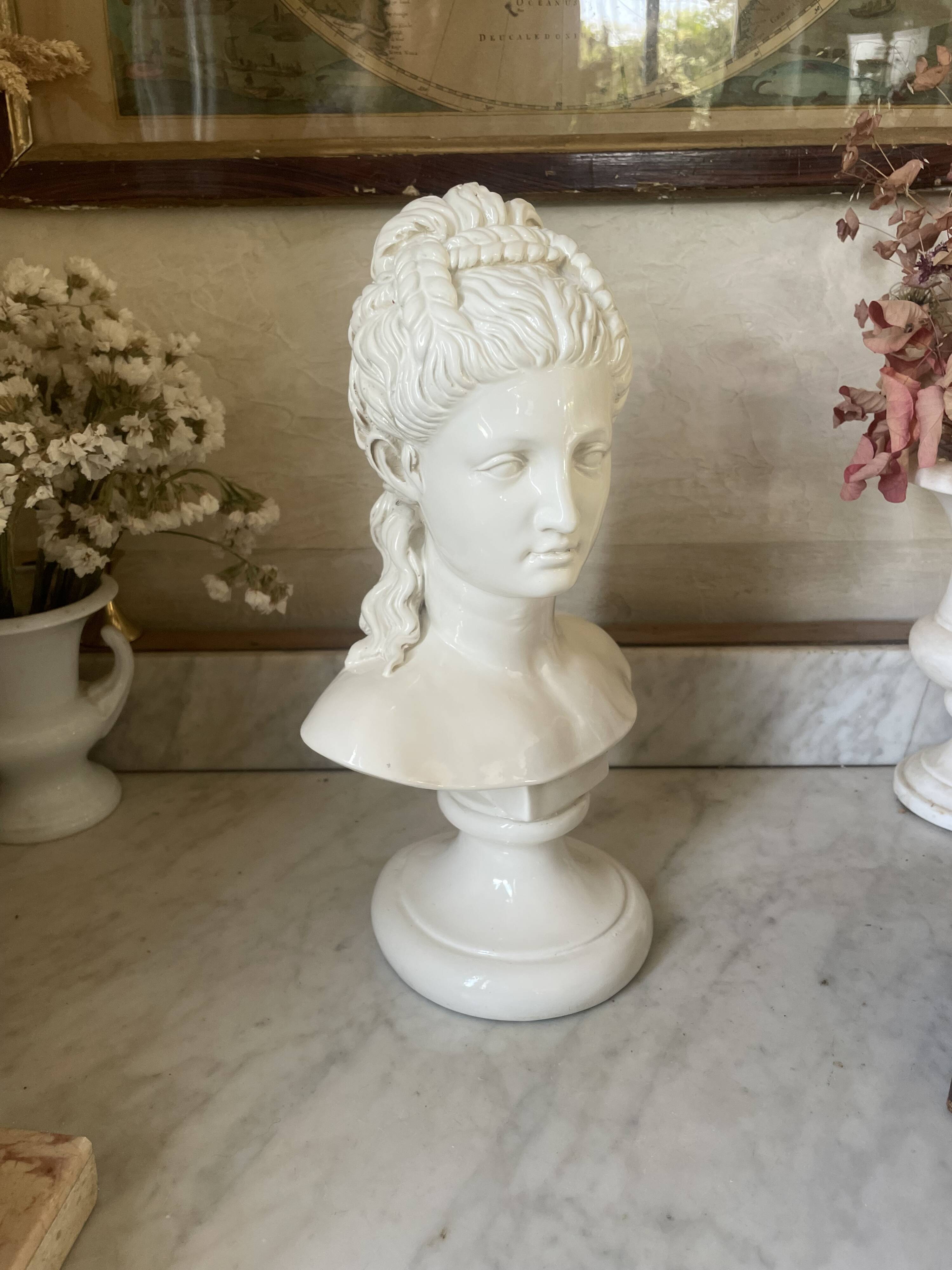 Bust of Proserpine vintage neoclassical sculpture