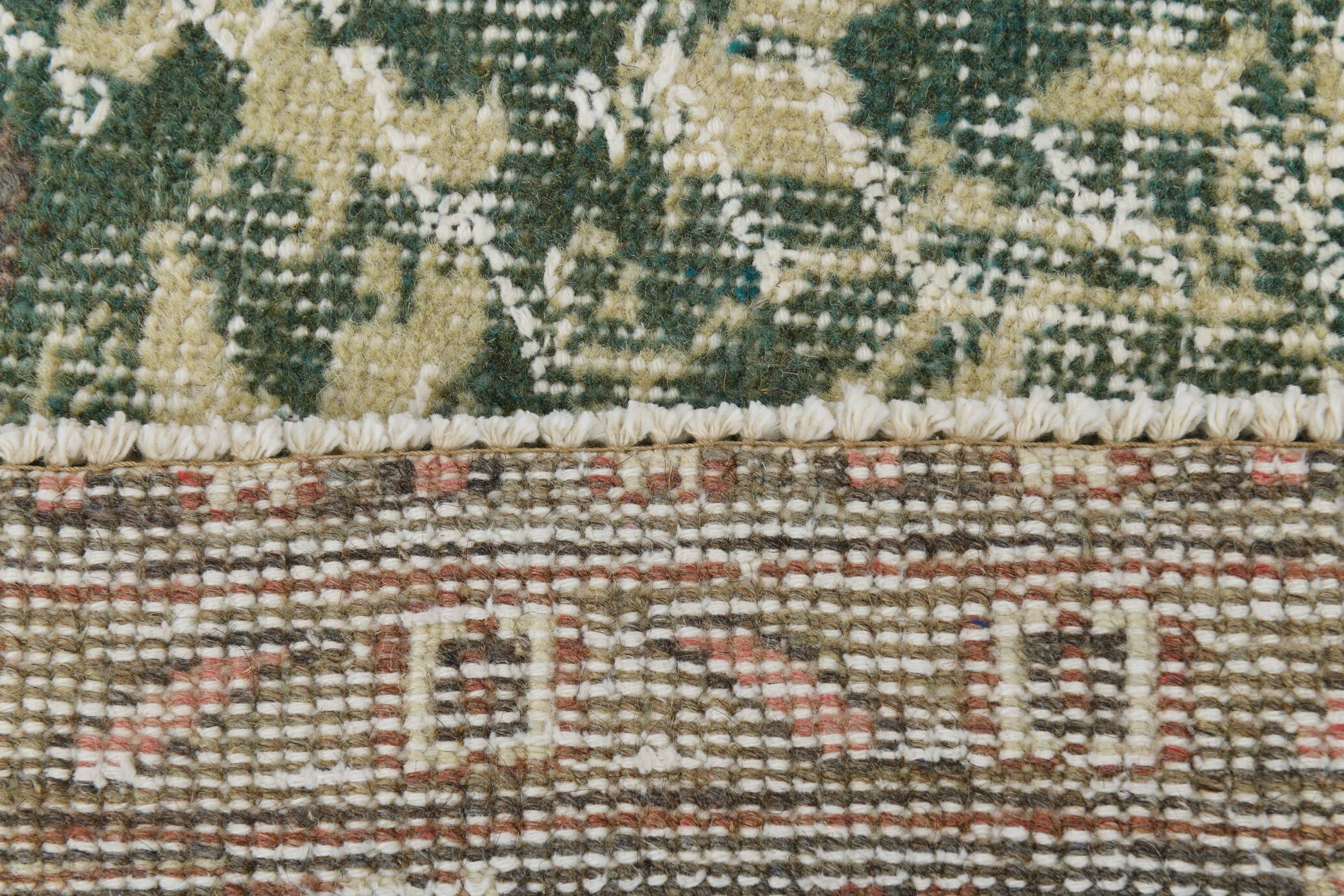 Green Beige Medallion vintage turkish Rug, hand made vintage carpet