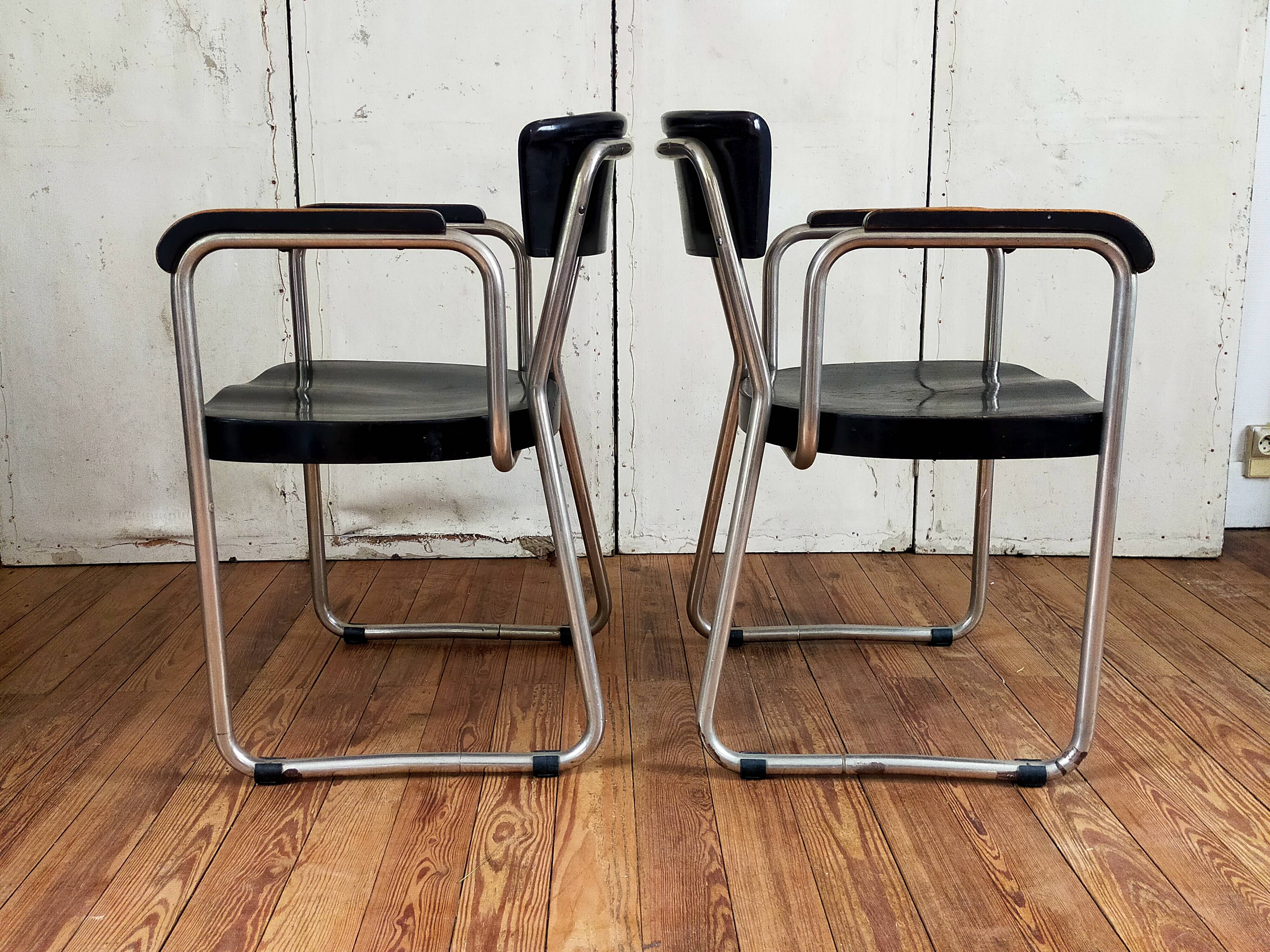 Pair of armchairs by Emile Guilhot edited by Thonet.