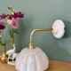 Vintage glass wall light with a curved arm from Clichy, white.