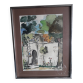 Old painting representing a landscape