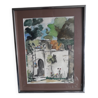 Old painting representing a landscape