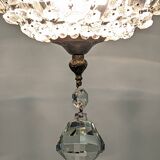 Louis XVI style bronze ceiling light and glass pendants