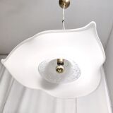 Postmodern white murano glass pendant marked la murrina, italy 1980s