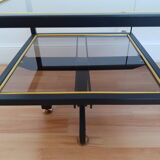 Vintage industrial coffee table metal and glass