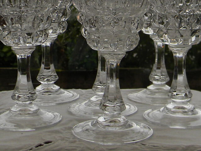 Set of 6 crystal water glasses from arques, pompadour model