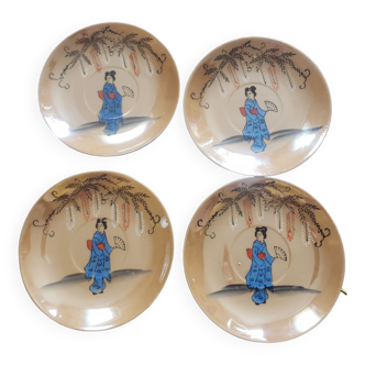 4 soucoupes japonaise porcelaine fine