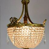 Lustre en bronze et pampilles Louis XVI